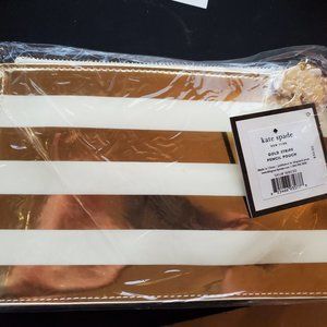 Kate Spade gold stripe pencil pouch